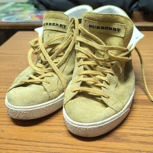 Burberry Yellow Tan Suede Sneakers